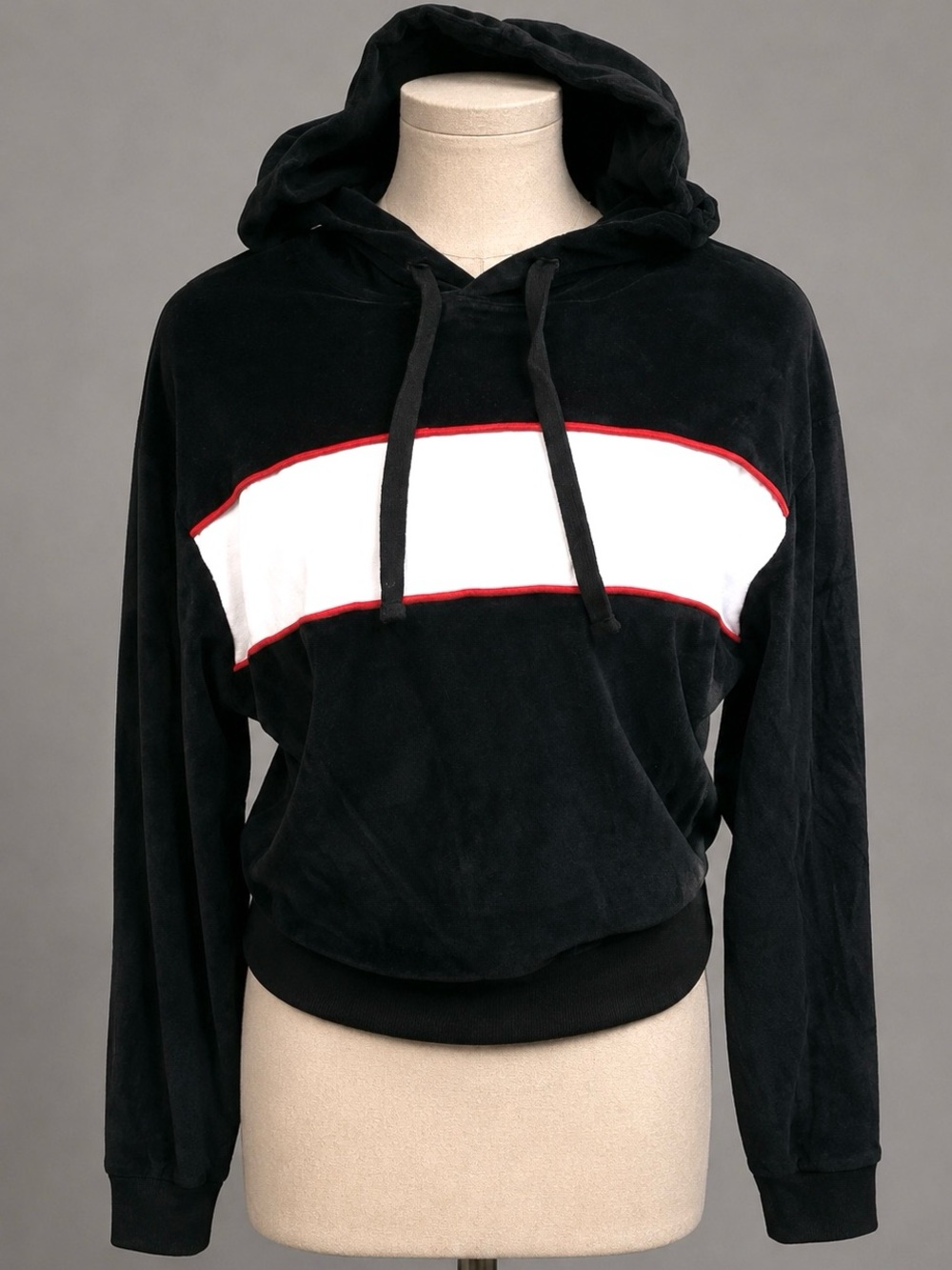 Wesley Velvety Black White Red Hoodie Jacket